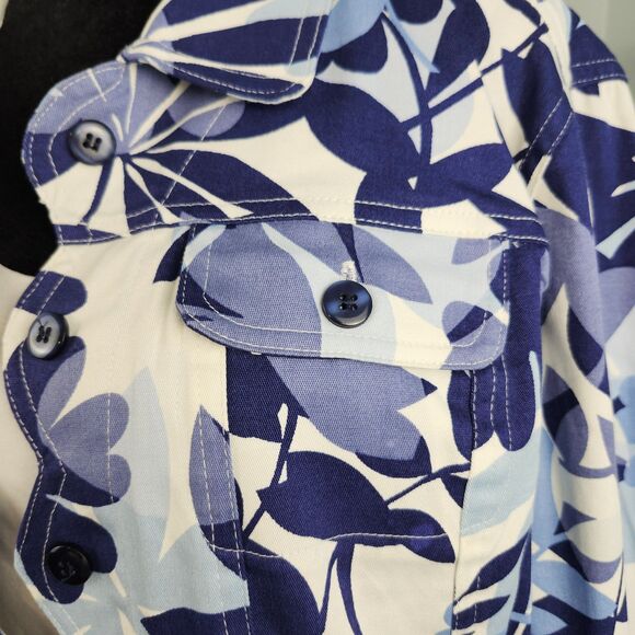 Southern Lady Jacket S Blue Floral Scalloped Button NWOT Cotton Blend Stretch - Picture 3 of 10